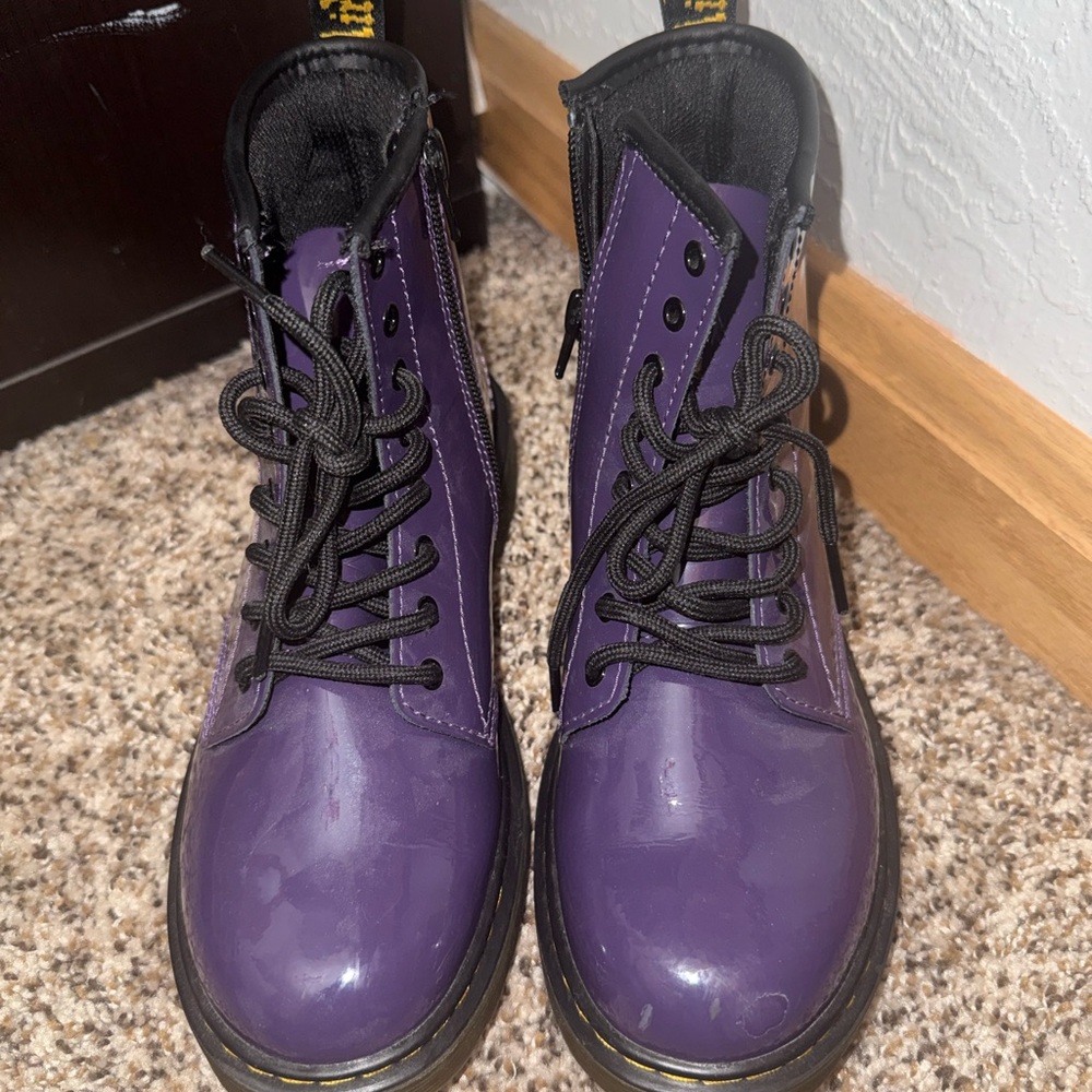 Kids Dr. Martens Purple Lace-Up Zip Combat Boots (US 4)